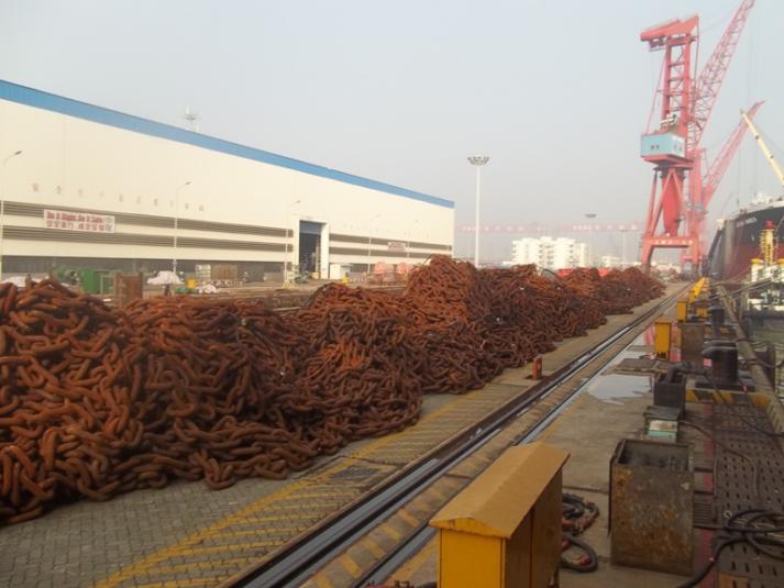 14,000m. of chain for spread mooring loaded